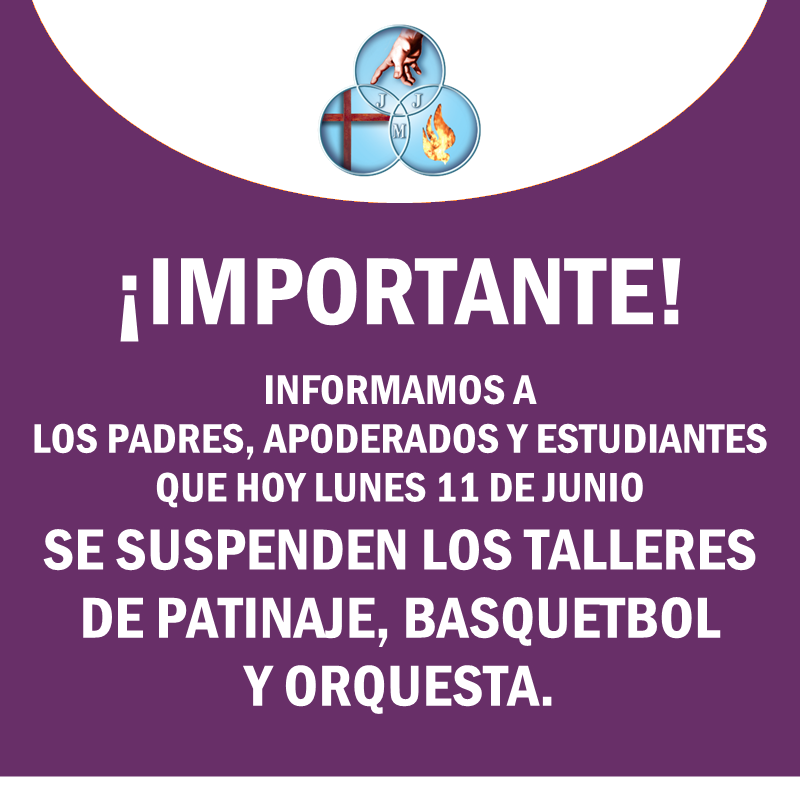 SUSPENSIÓN DE TALLERES EXTRAPROGRAMATICOS – 9 DE JUNIO DE 2018.