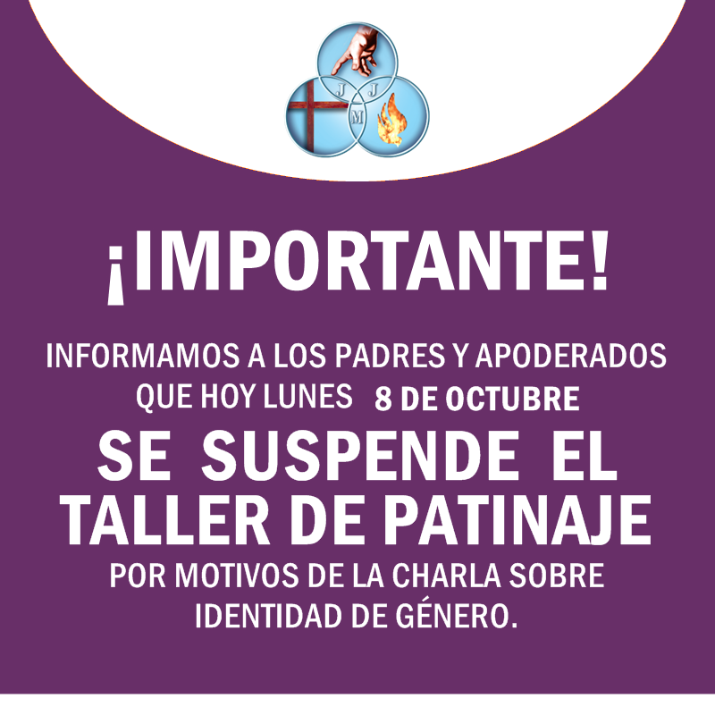 SUSPENSIÓN TALLER DE PATINAJE – 8 DE OCTUBRE DE 2018