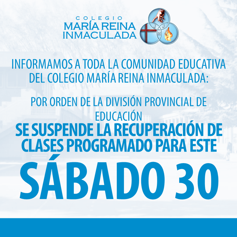 SUSPENSIÓN CLASES DE RECUPERACIÓN PROGRAMADA