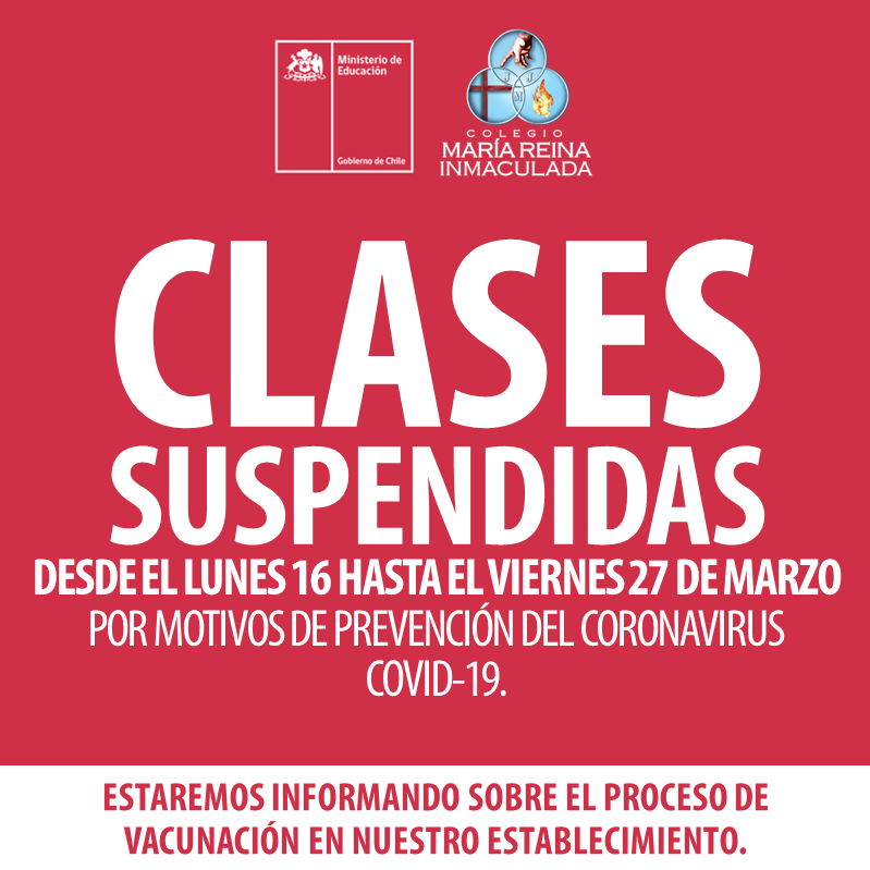 SUSPENSIÓN DE CLASES POR MOTIVOS DE PREVENCIÓN DE CORONAVIRUS COVID-19
