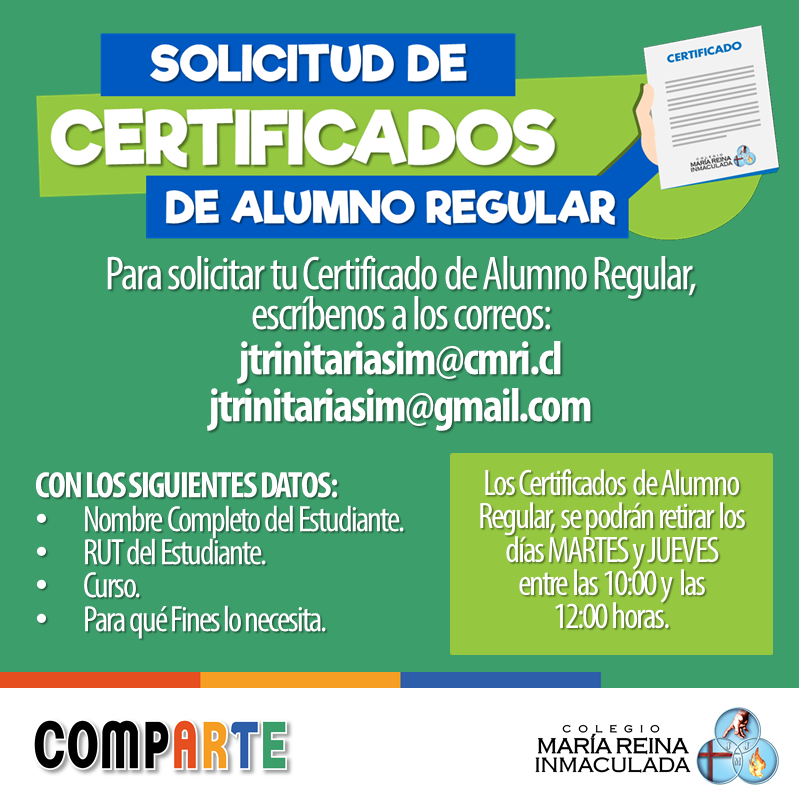 SOLICITUD DE CERTIFICADOS DE ALUMNO REGULAR